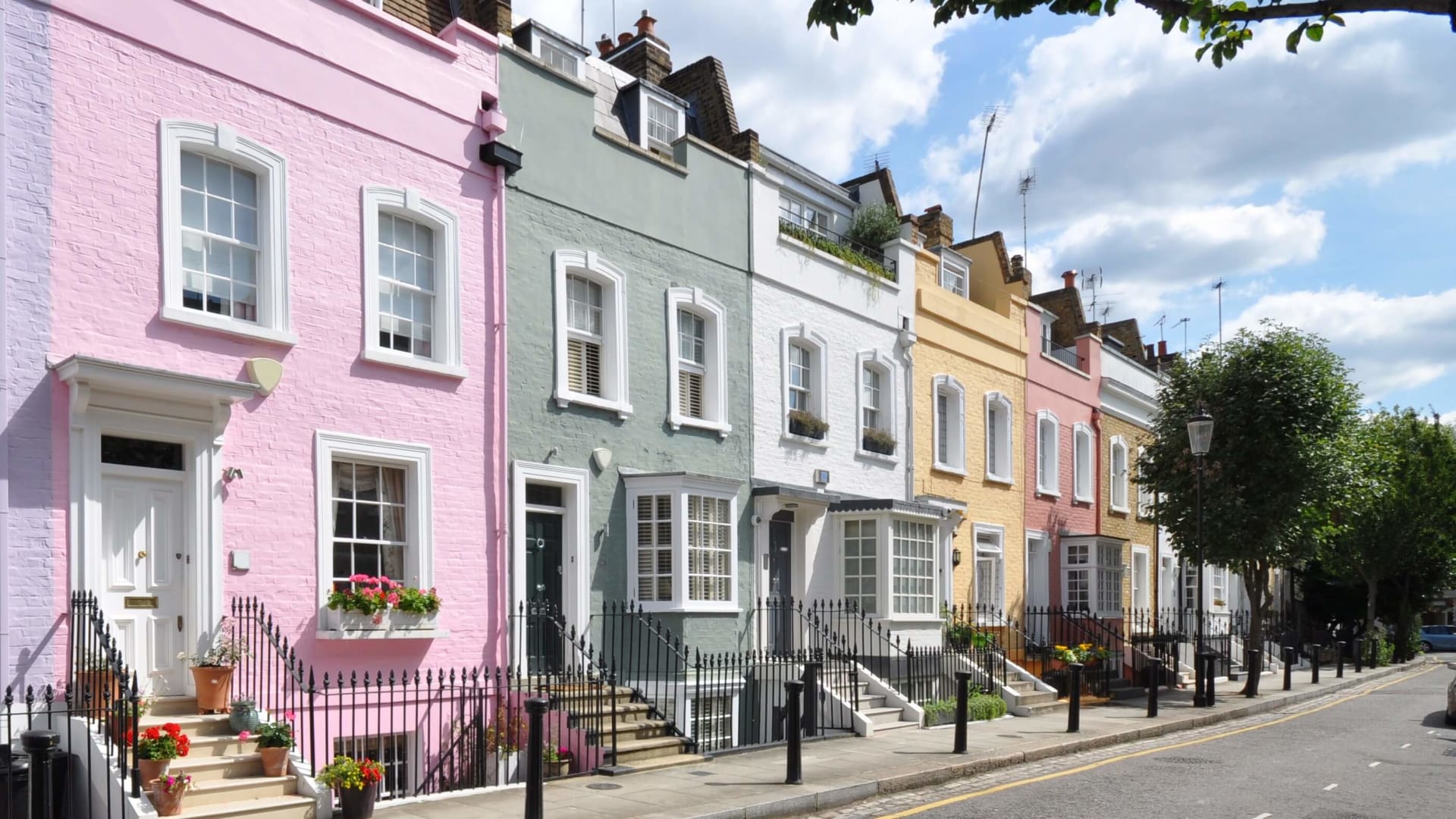 Colorful terraced houses in London