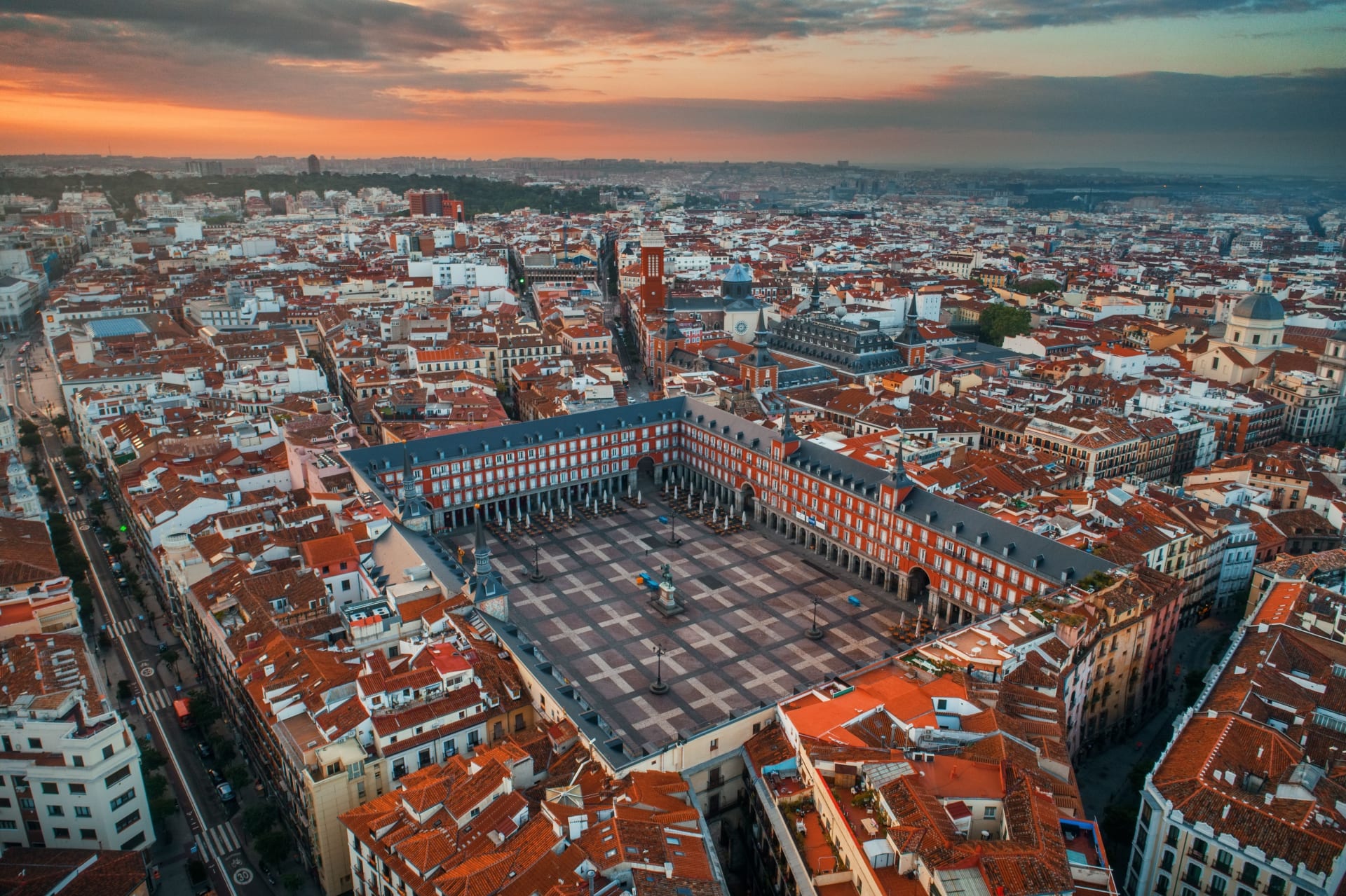 Vista aérea de la Plaza Mayor de Madrid. Guía de Madrid en 4 días.