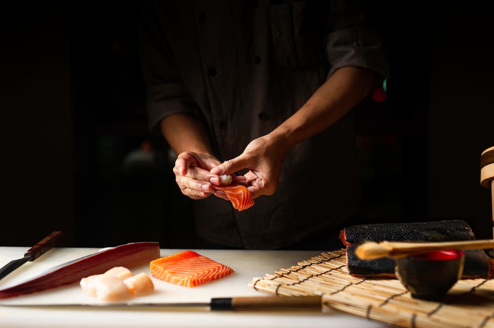 Sushi chef at work