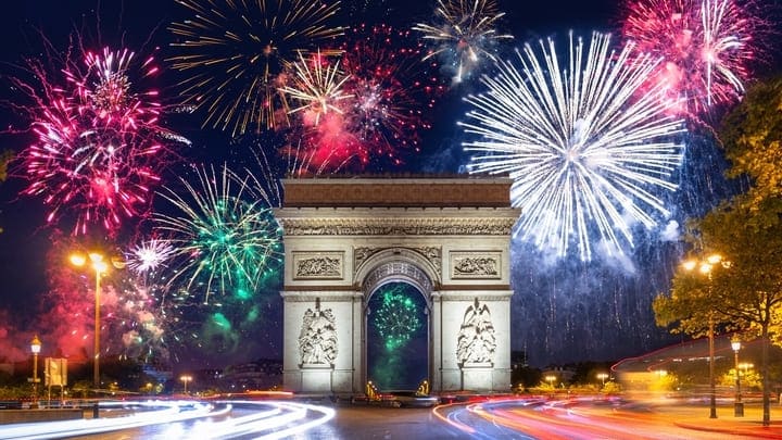 Fuegos artificiales en el Arco de Triunfo de París. Qué ver en París: top 10.