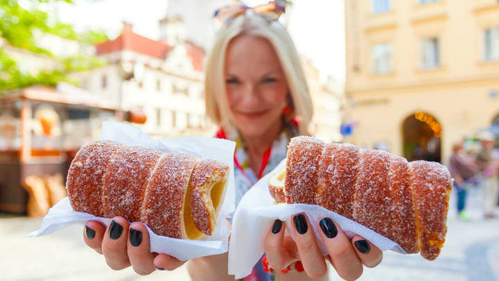 Traditional trdelnik pastries in Prague