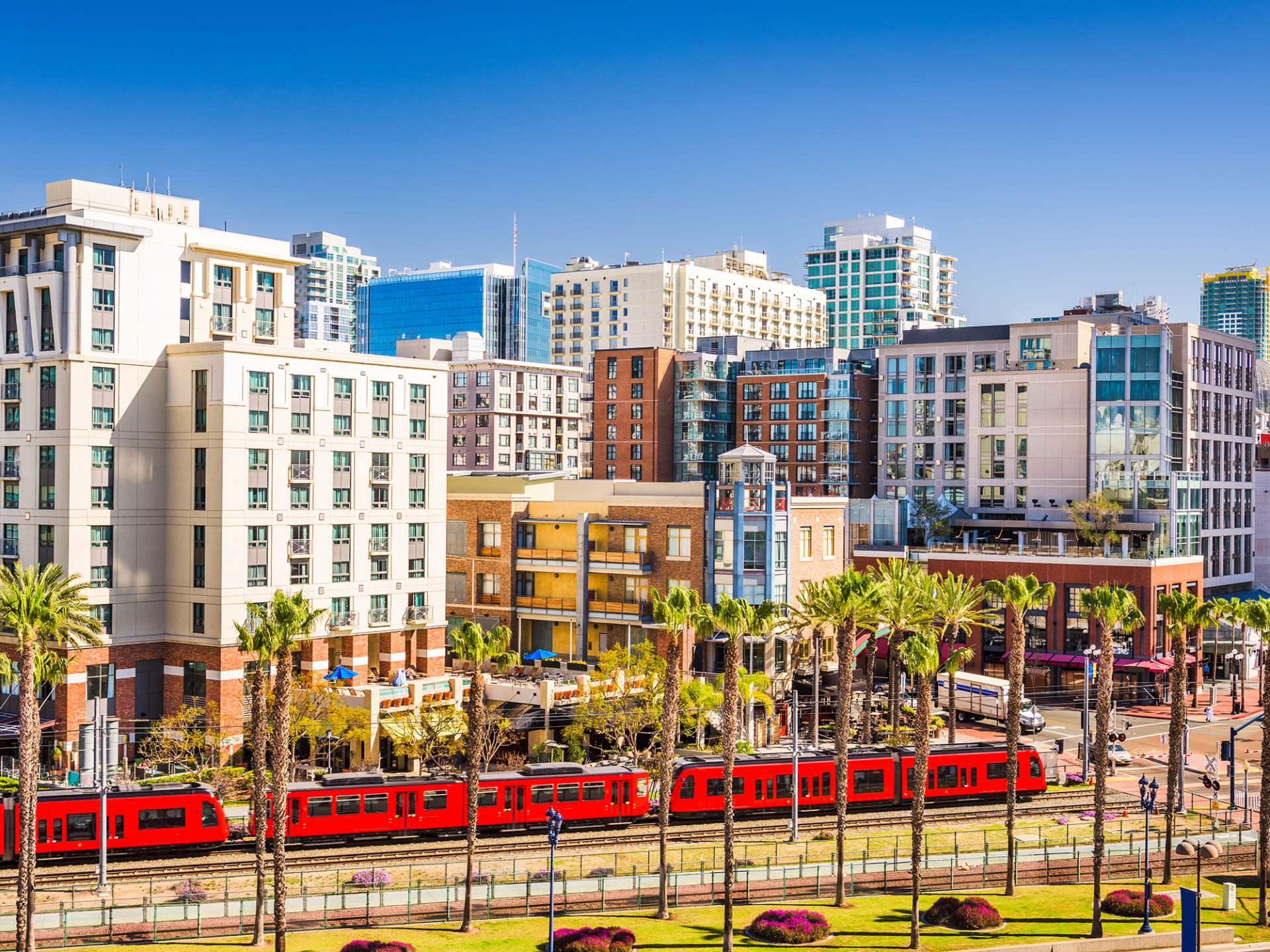 Train passing through San Diego