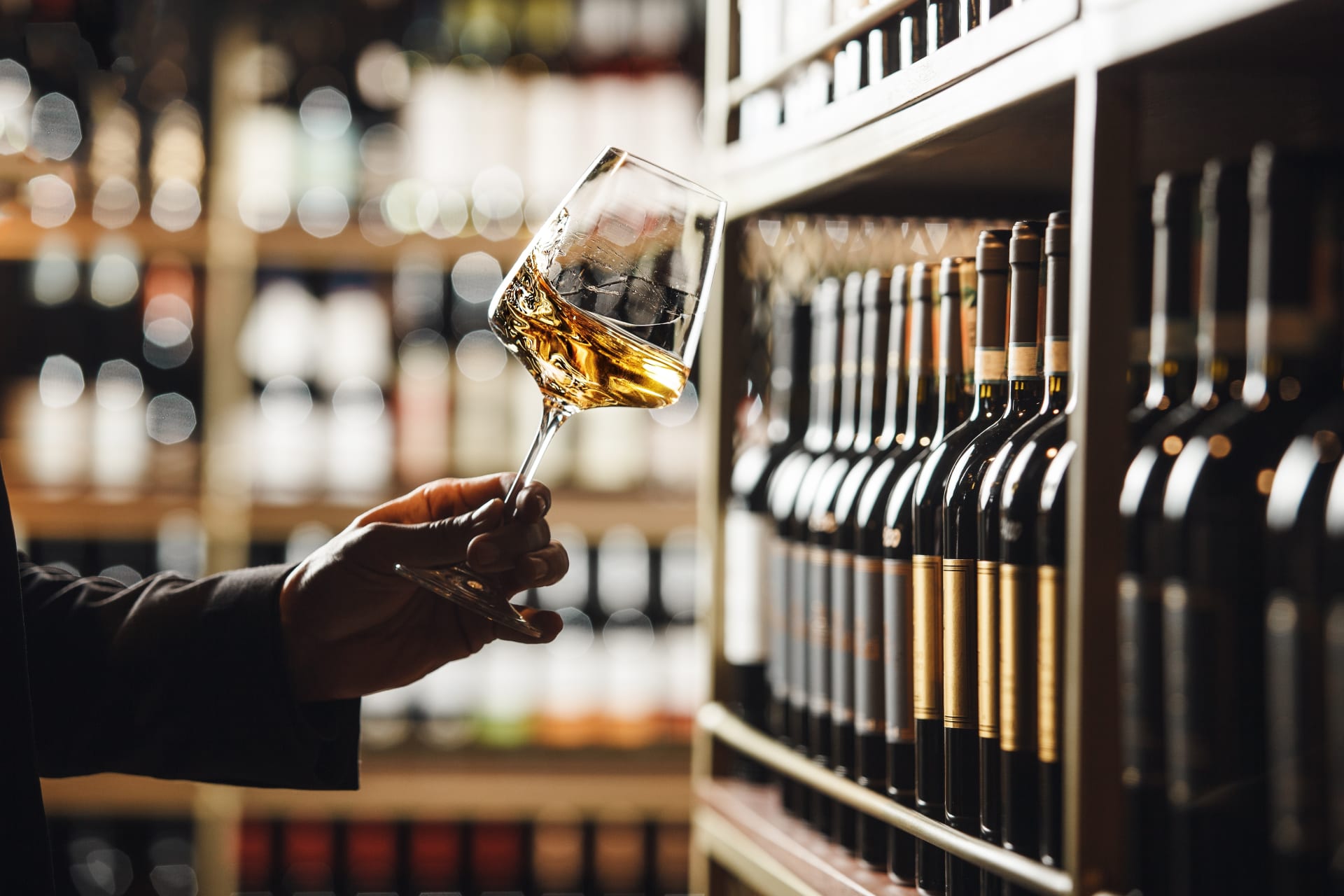 Wine Glass and Bottles