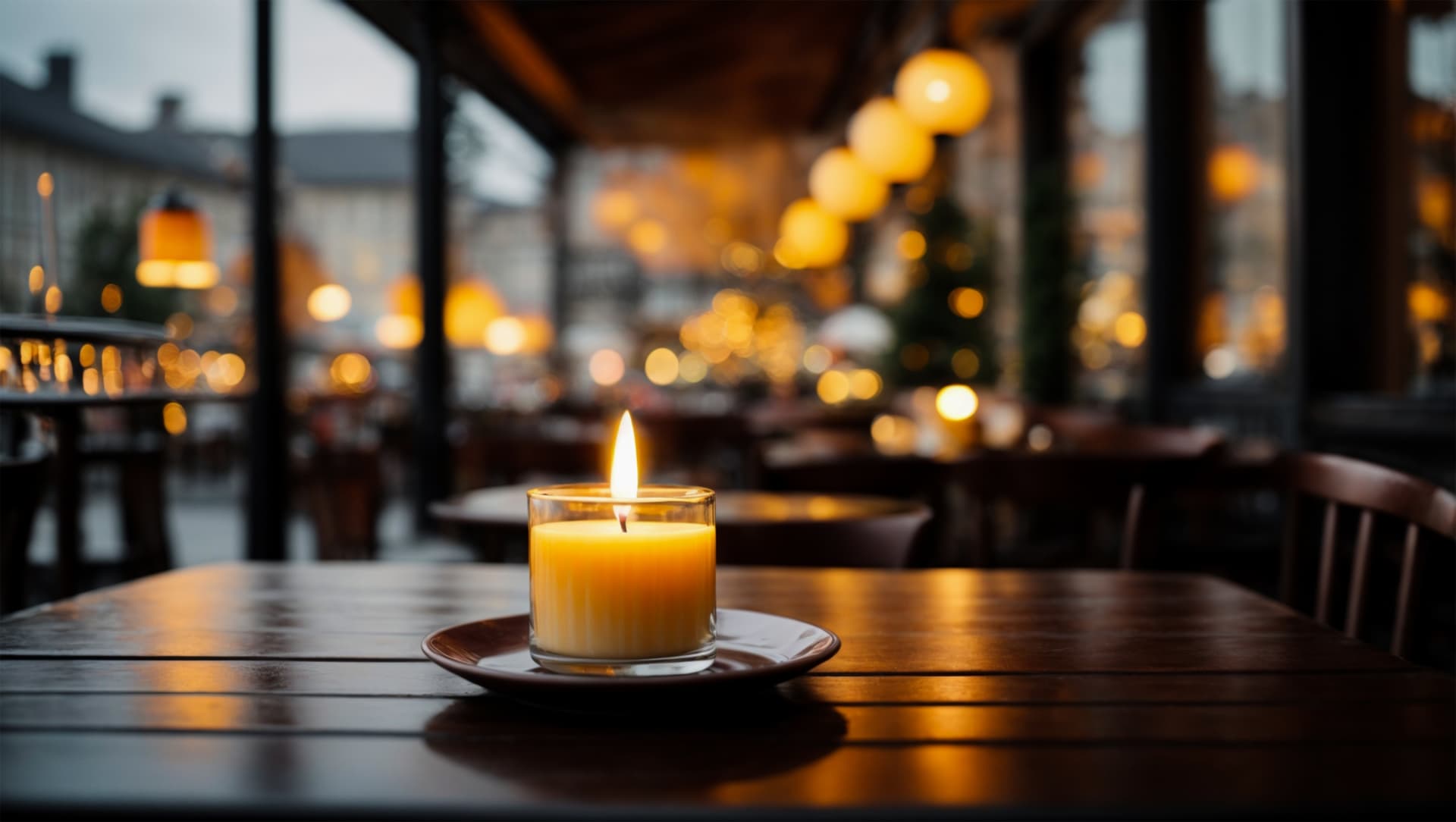 lit-candle-outdoor-table-restaurant-winter