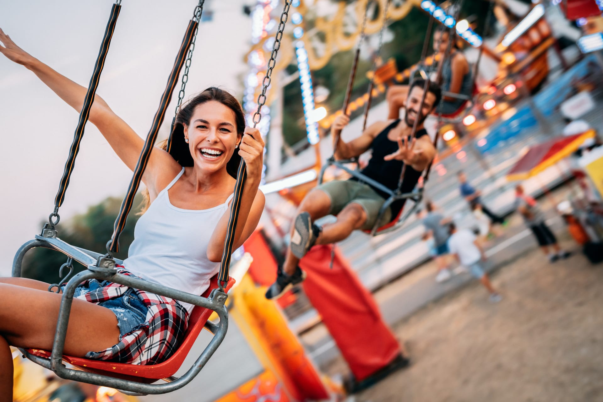 Friends at an amusement park