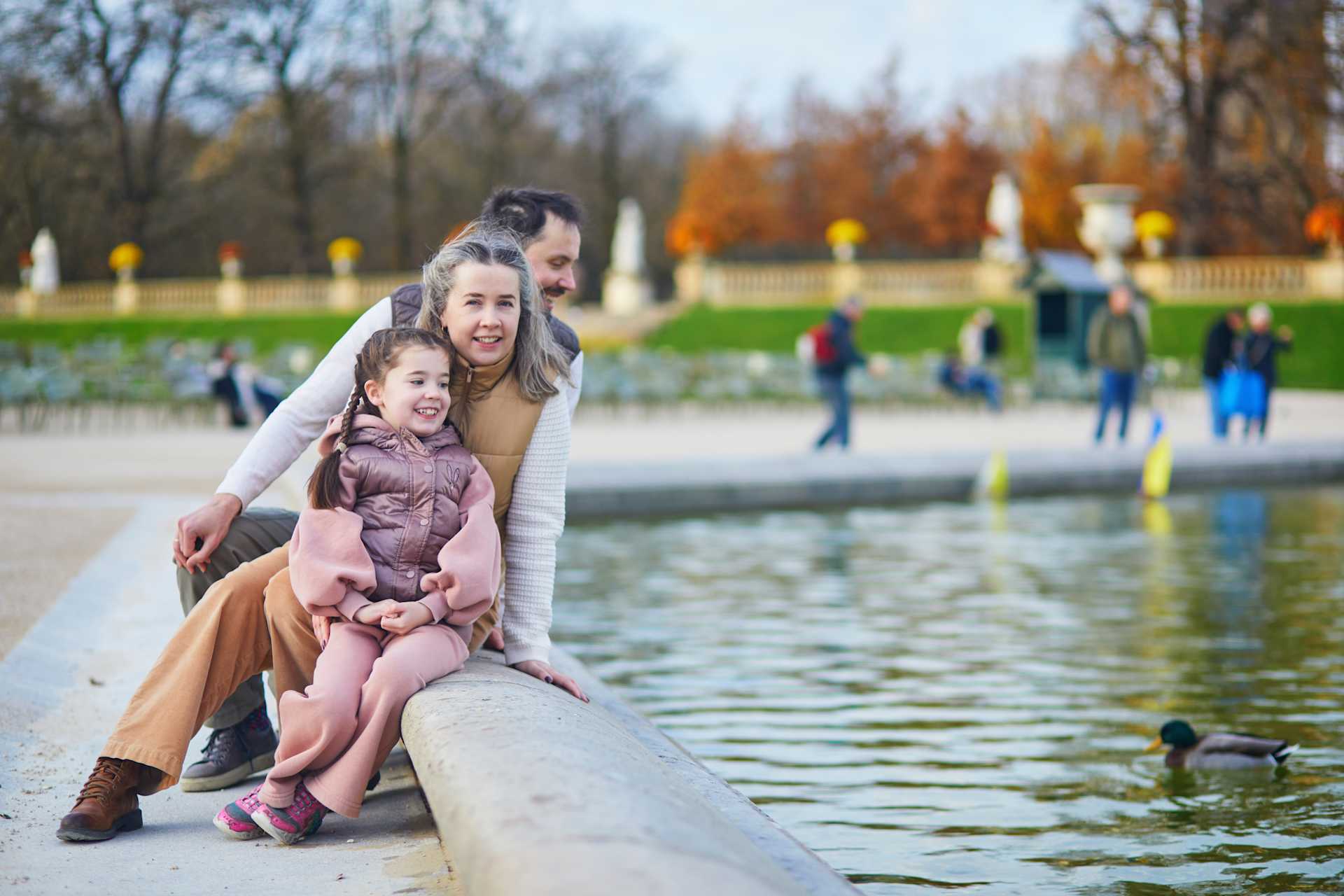 Family by a Fountain in Luxembourg Gardens