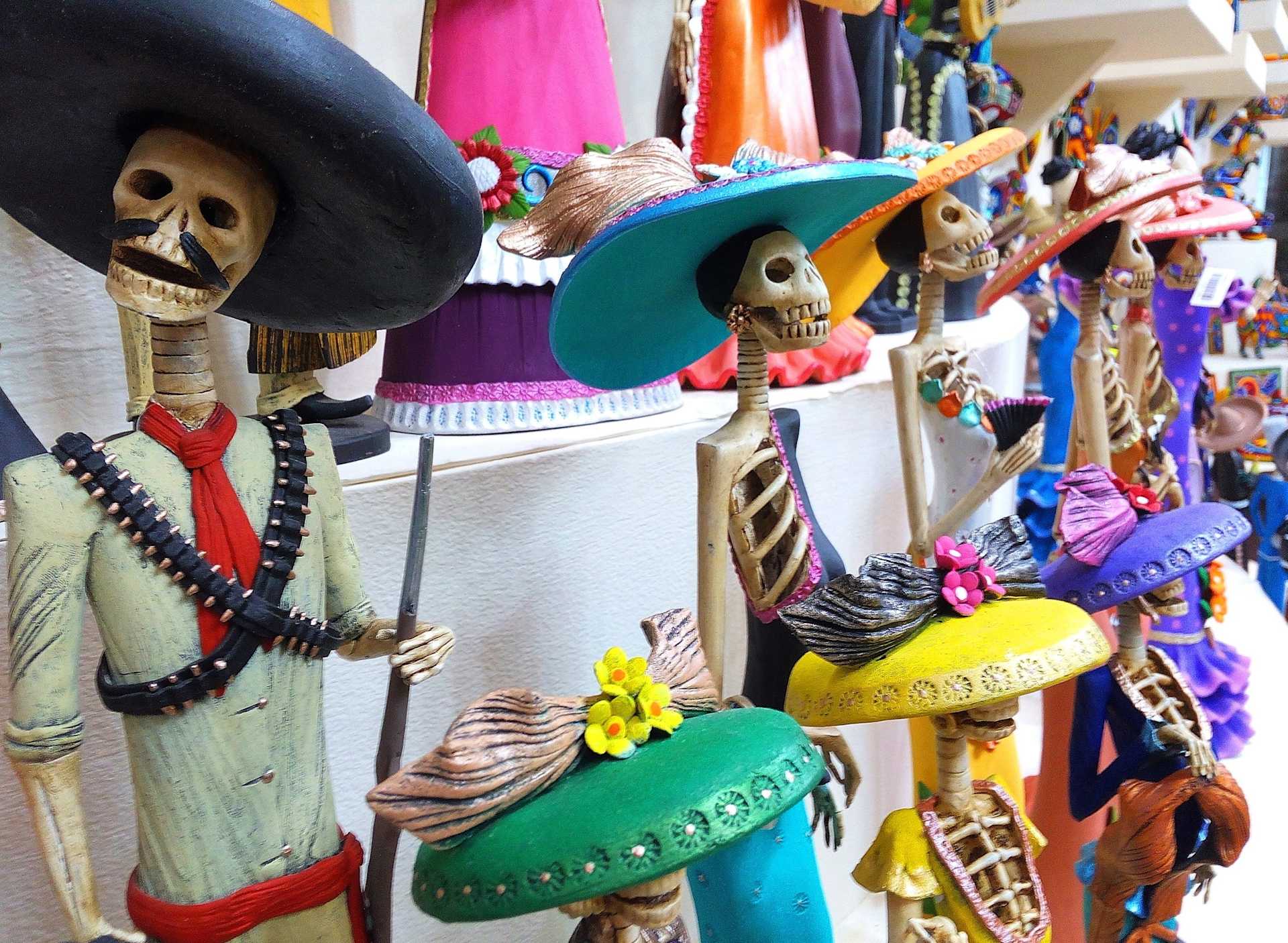 Traditional Mexican Skulls Sold at a Cancun Market 