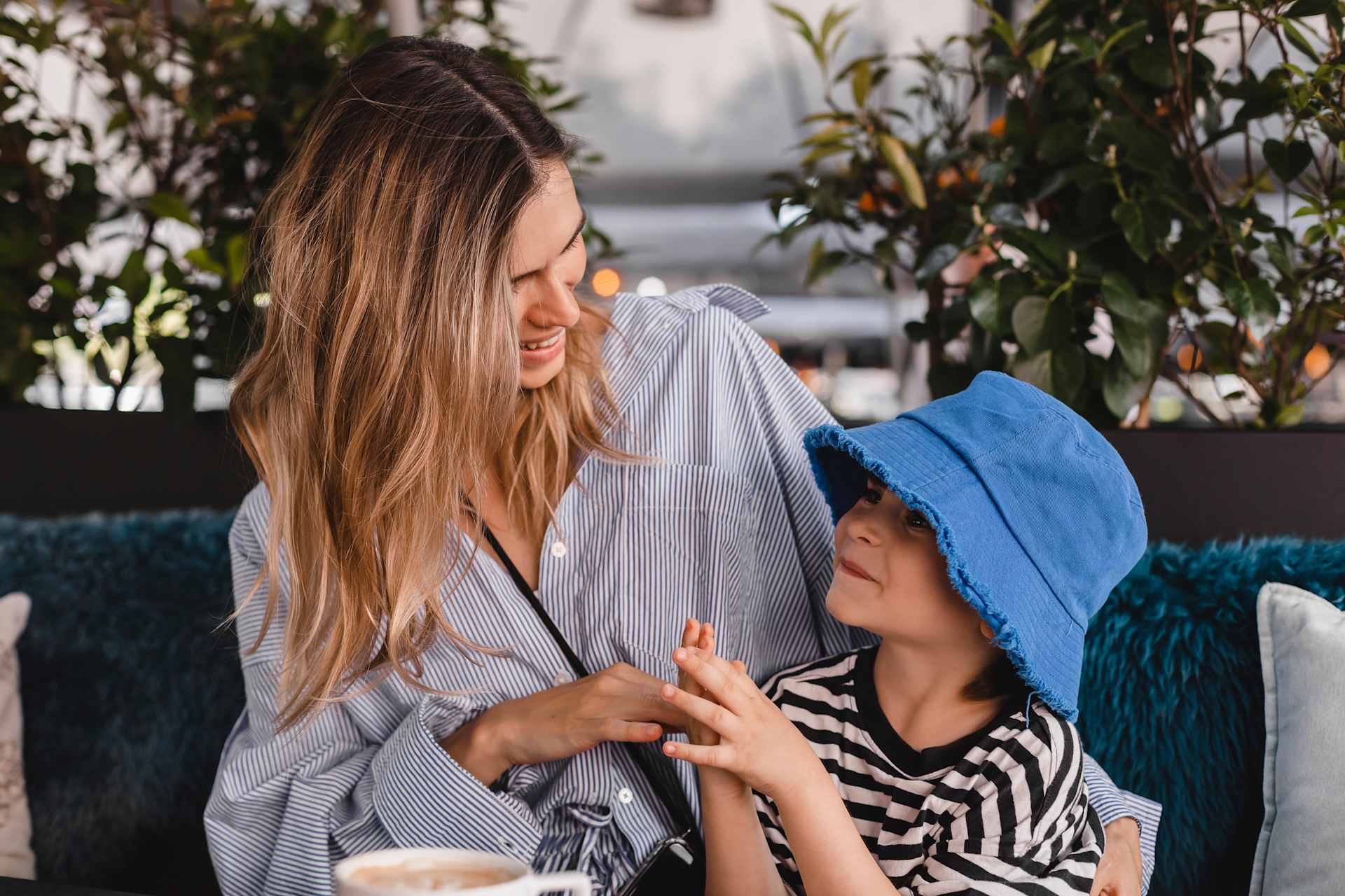 Mother and Son at a Café