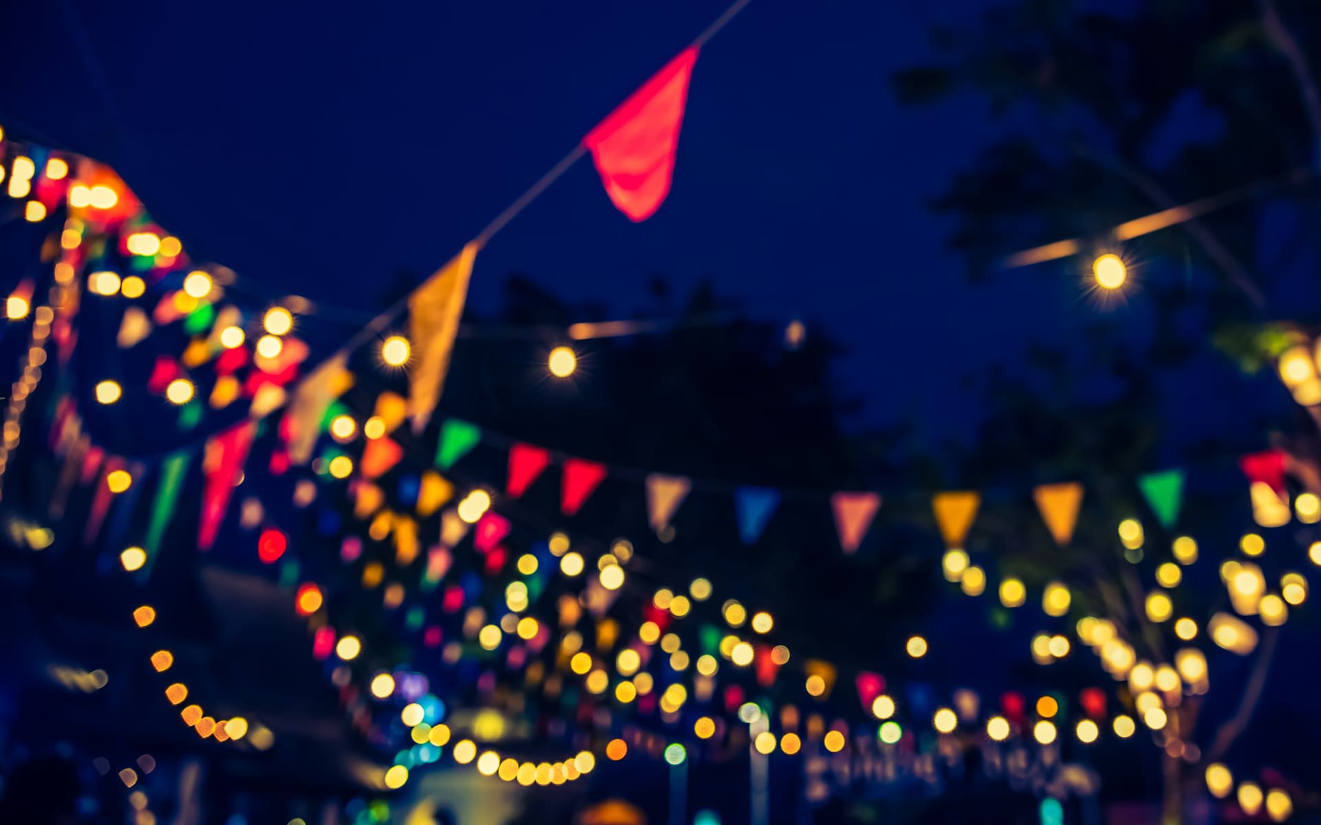 Bunting and Lights at a Night Market
