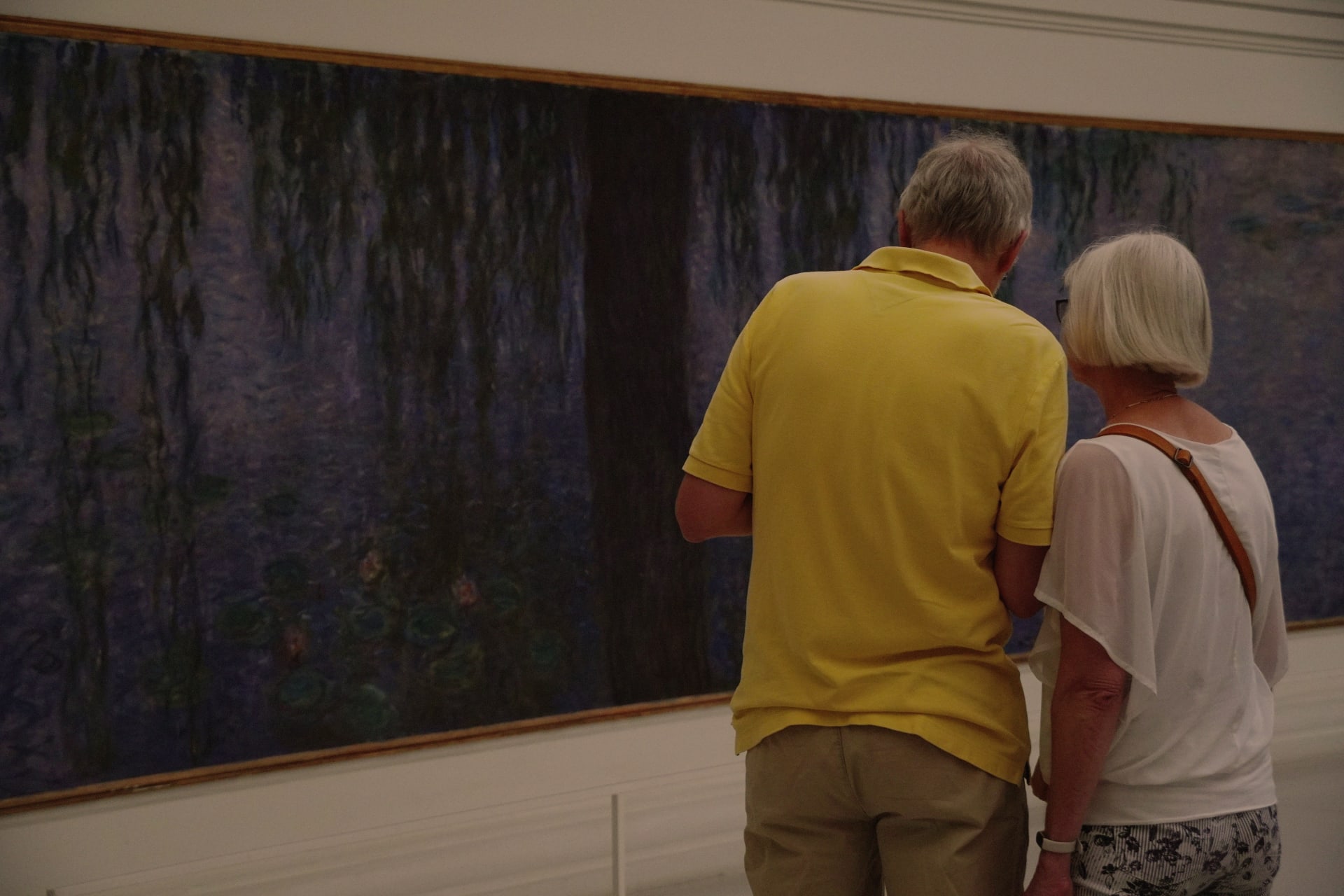 Couple Looking at Monet's Water Lilies Cycle