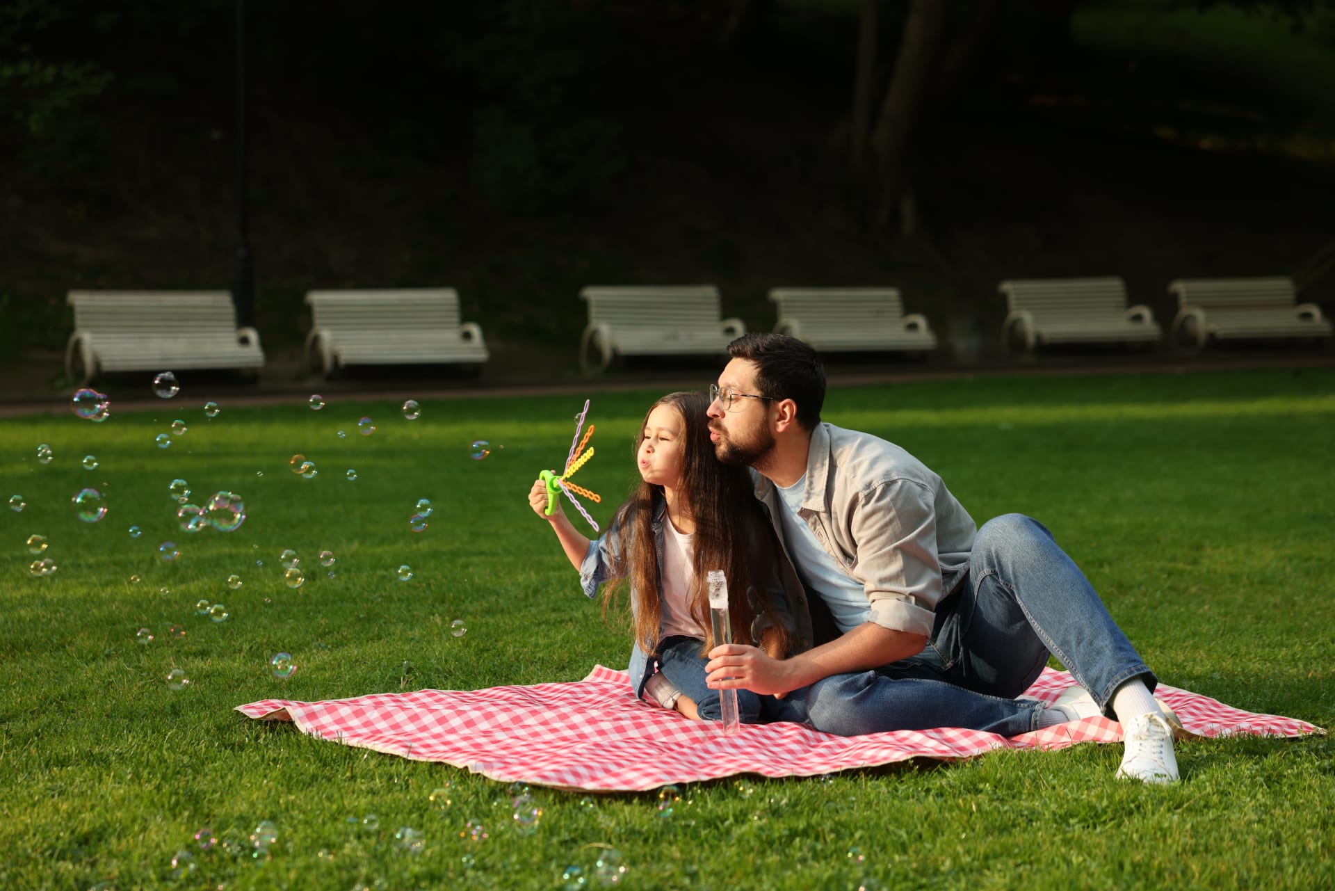 Father and Daughter Having a Picnic