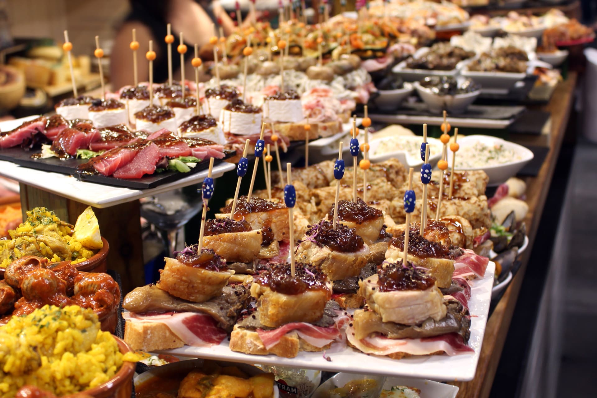 Rows of pintxos