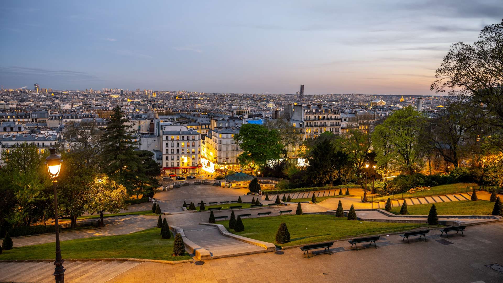 Square Louise Michel at Night