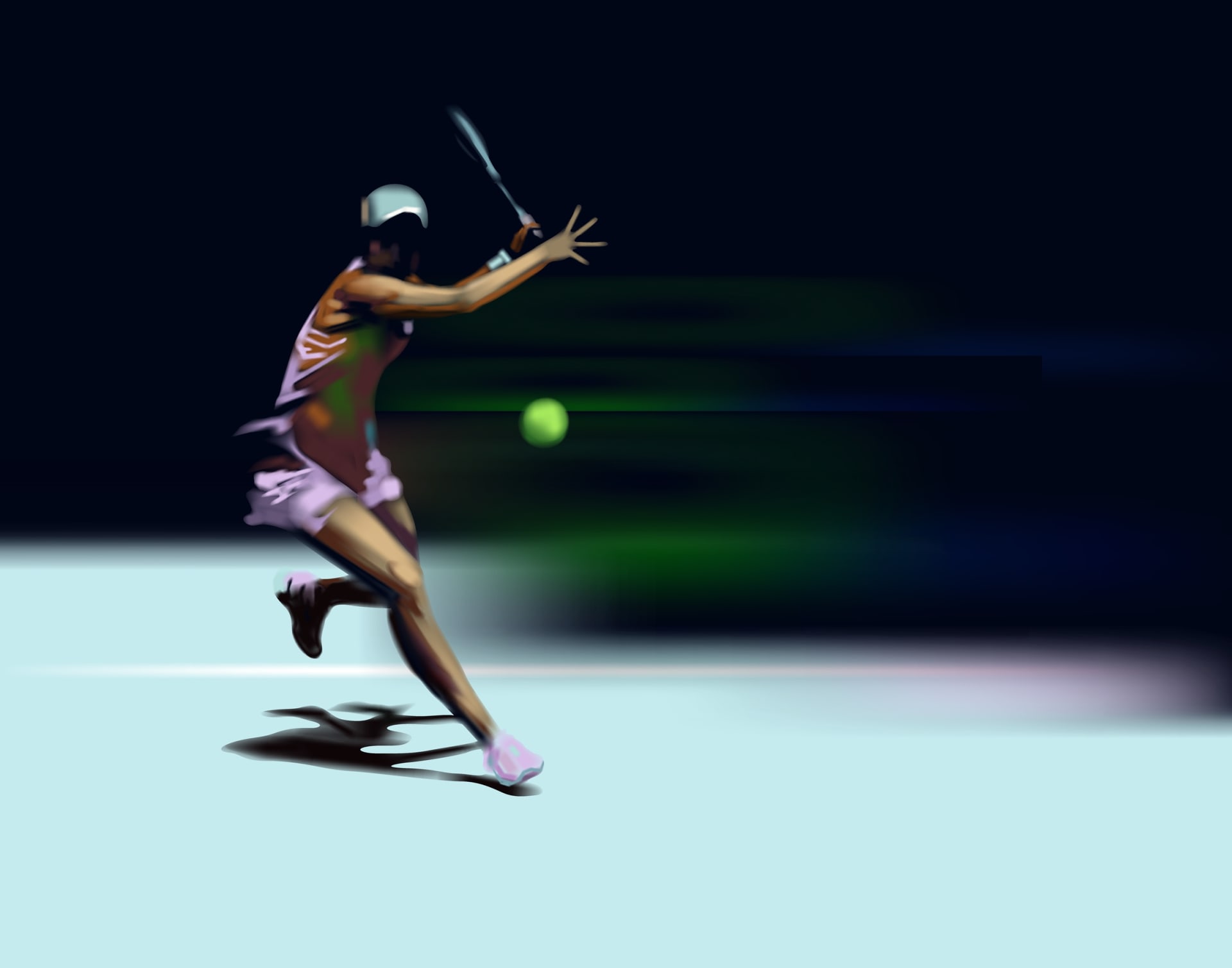 試合中のテニスプレーヤー