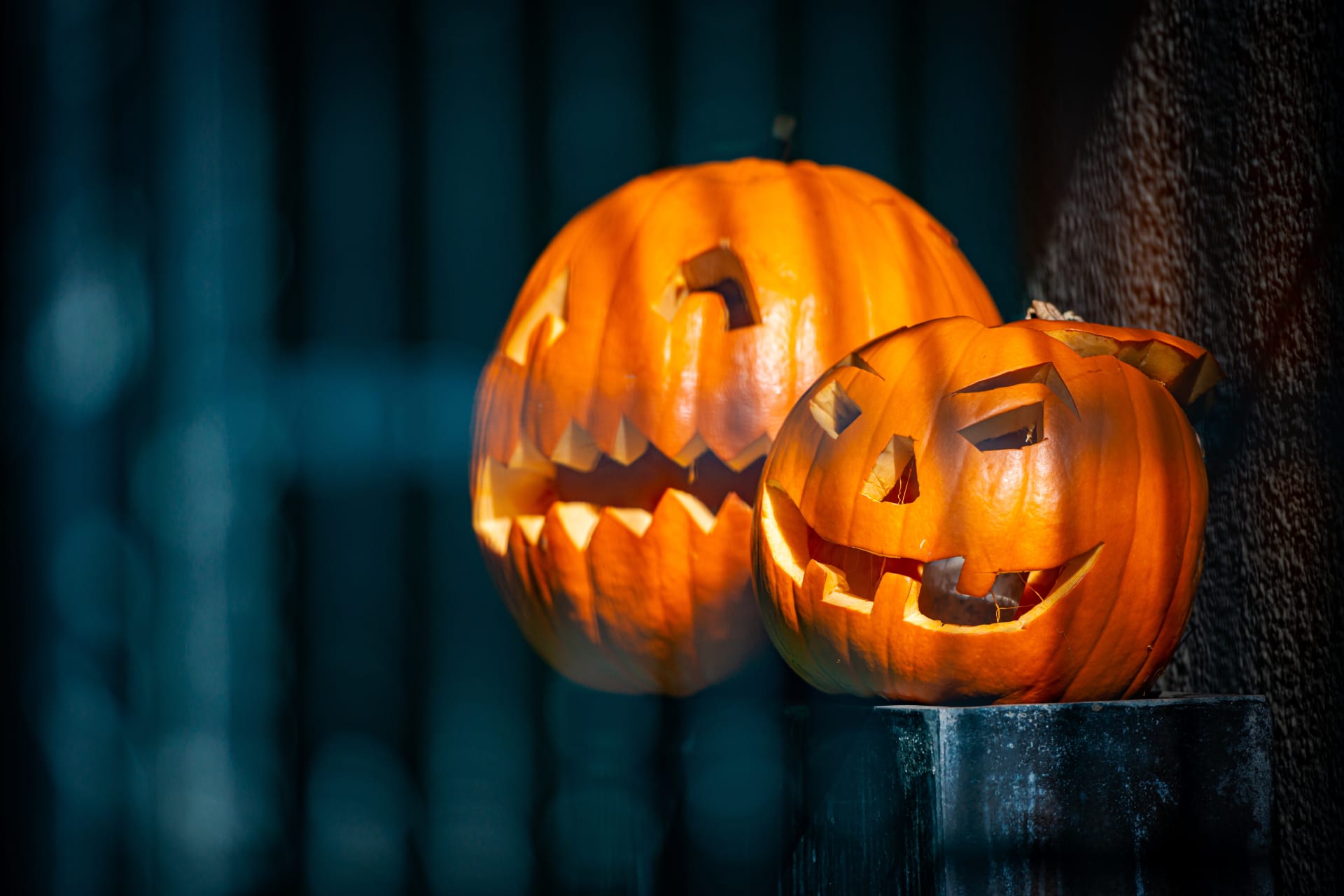 two-pumpkins-carved-halloween-celebraiton-street