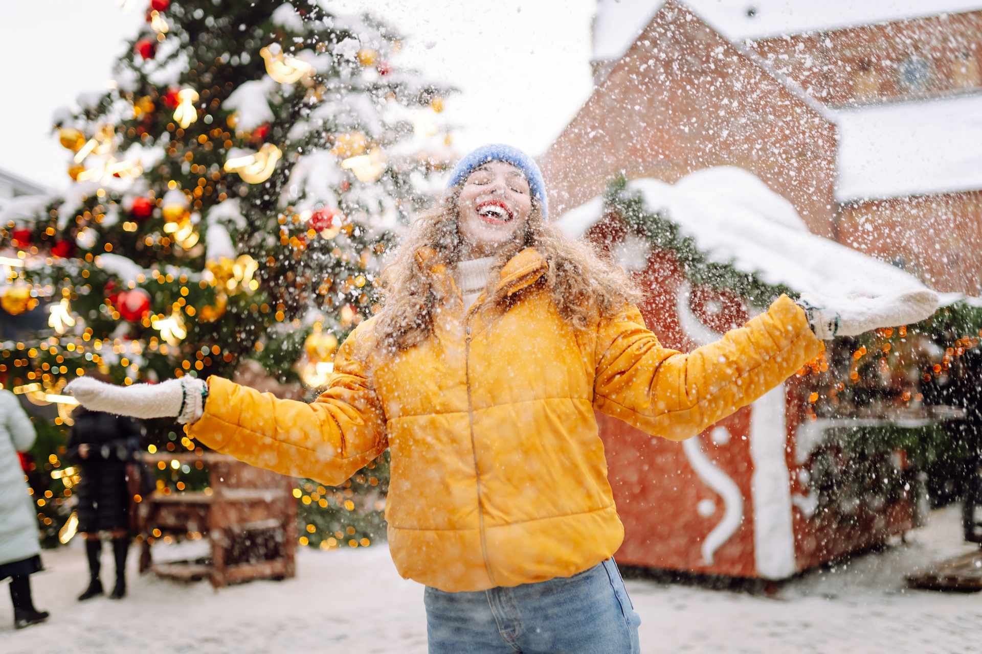 Winter market in the snow