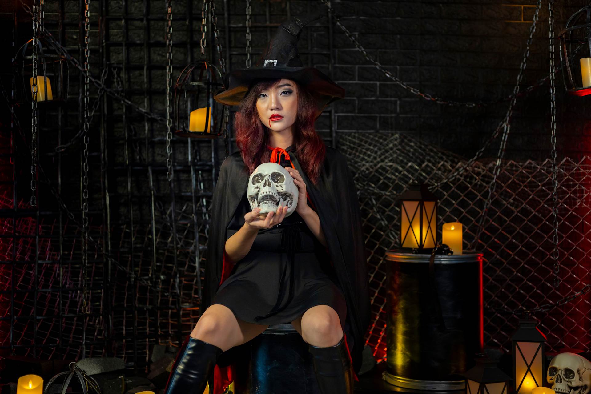 woman dressed up as a witch