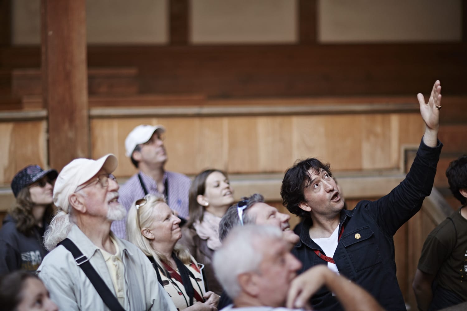 Shakespeare's Globe tour guide shows a group around