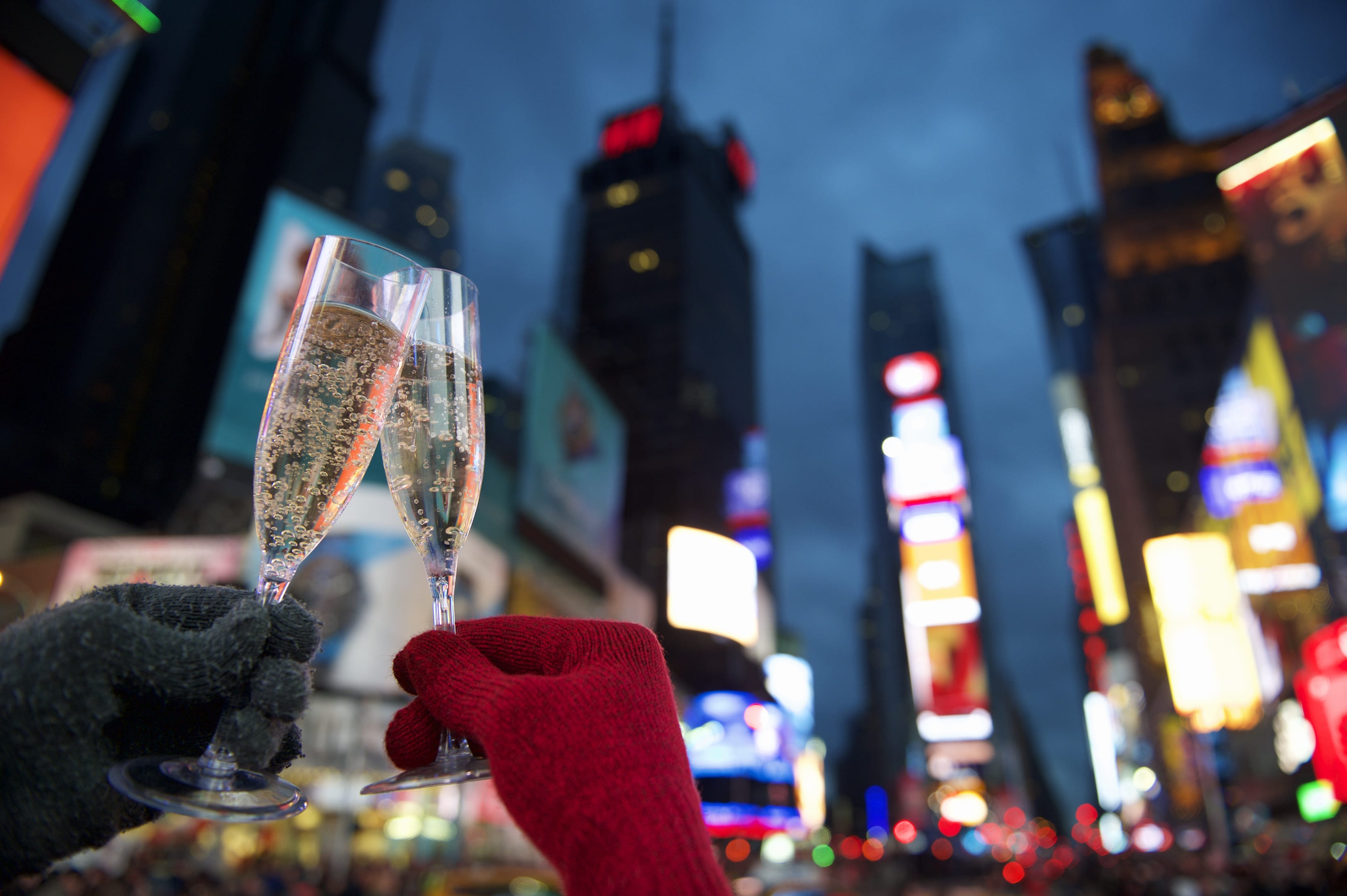 Couple celebrating NYE in Times Square