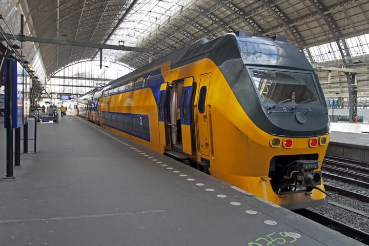 Train pulling into Amsterdam Centraal Station