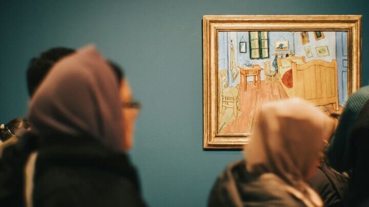 Tourists at the Van Gogh Museum in Amsterdam