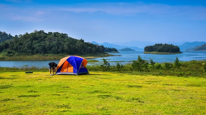 Camping at Kaeng Krachan national park in Thailand