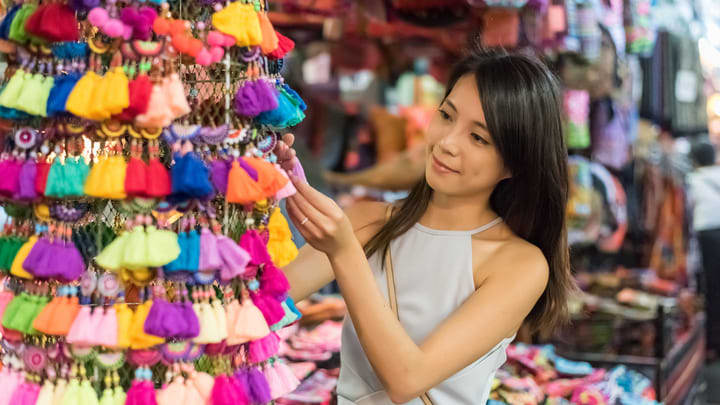 Woman browsing at Chatuchak Weekend Market