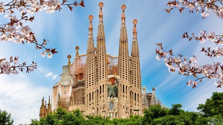 The Sagrada Familia in spring