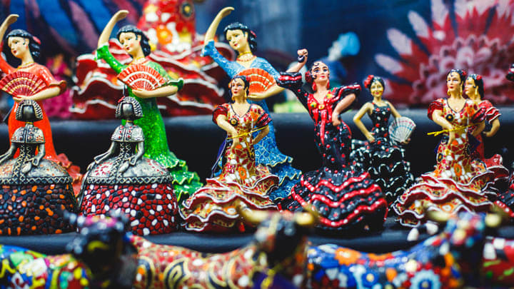 Tacky flamenco dancer souvenirs in Barcelona