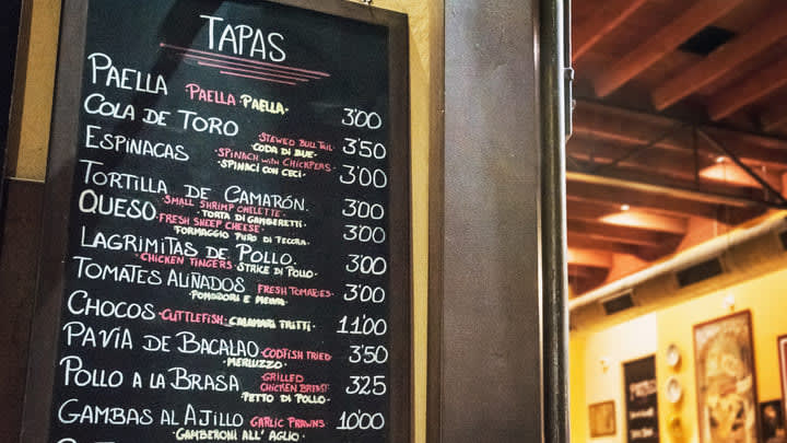 Sign outside a tapas bar