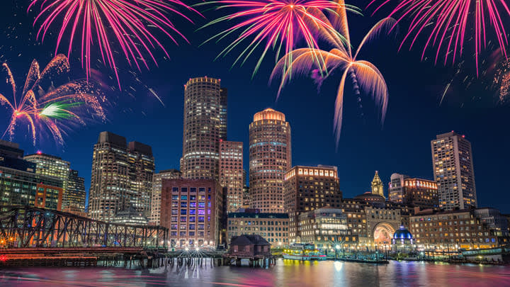 New Year's Eve fireworks over Boston