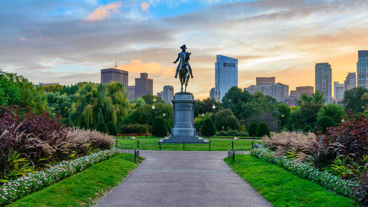 George Washington Statue in the Public Garden next to Boston Common