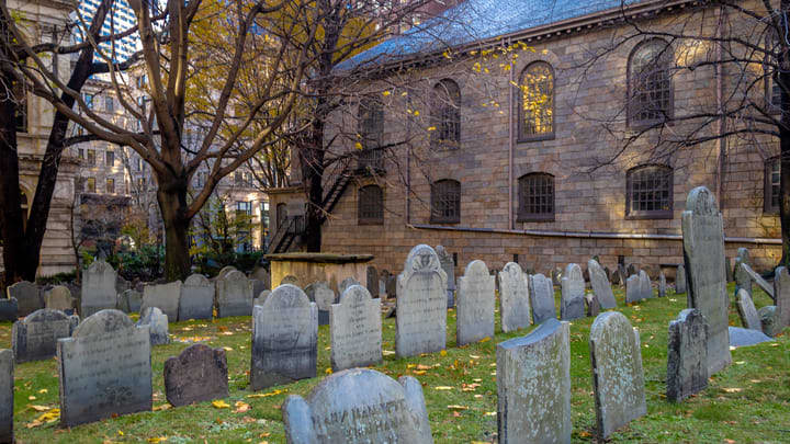 The King's Chapel Cemetery in Boston