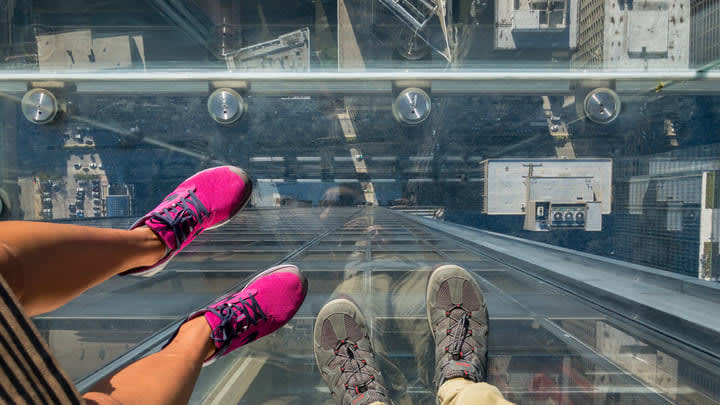 View straight down from the Ledge at Skydeck Chicago