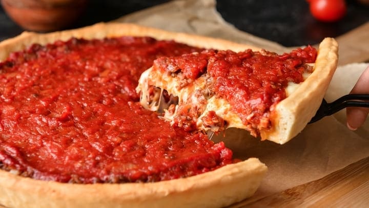 Classic Chicago deep dish pizza