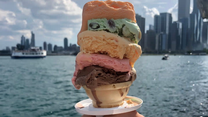 A classic Chicago rainbow ice cream