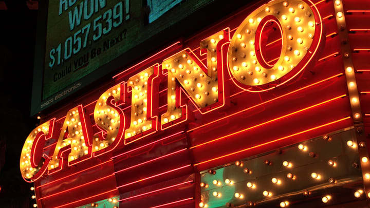 Casino sign at the Fremont Street Experience in Las Vegas