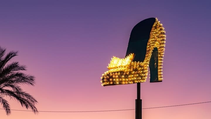 Shoe-shaped exhibit at the Neon Museum in Las Vegas