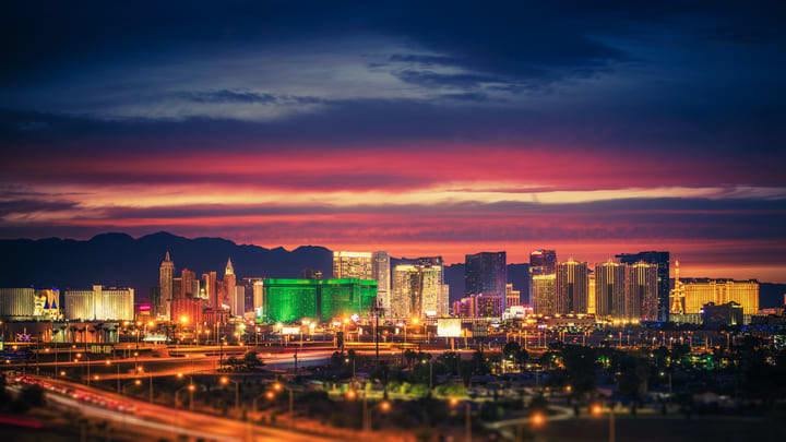 Las Vegas skyline at dusk