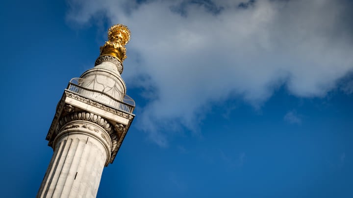 Monumento al Gran Incendio de Londres. Las mejores vistas panorámicas de Londres.