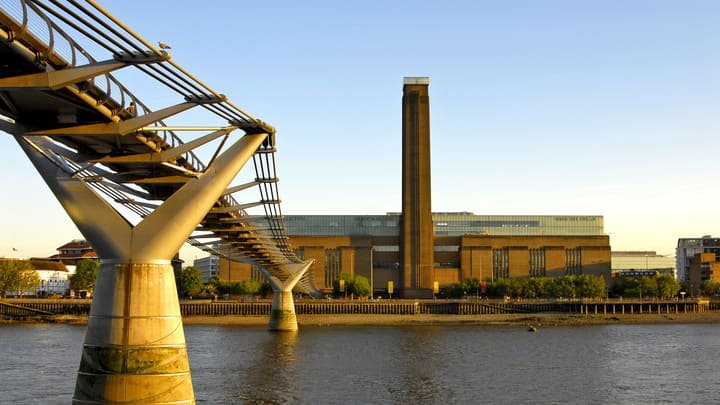 The Tate Modern on the south bank of the River Thames in London