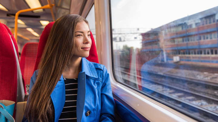 Woman on a train