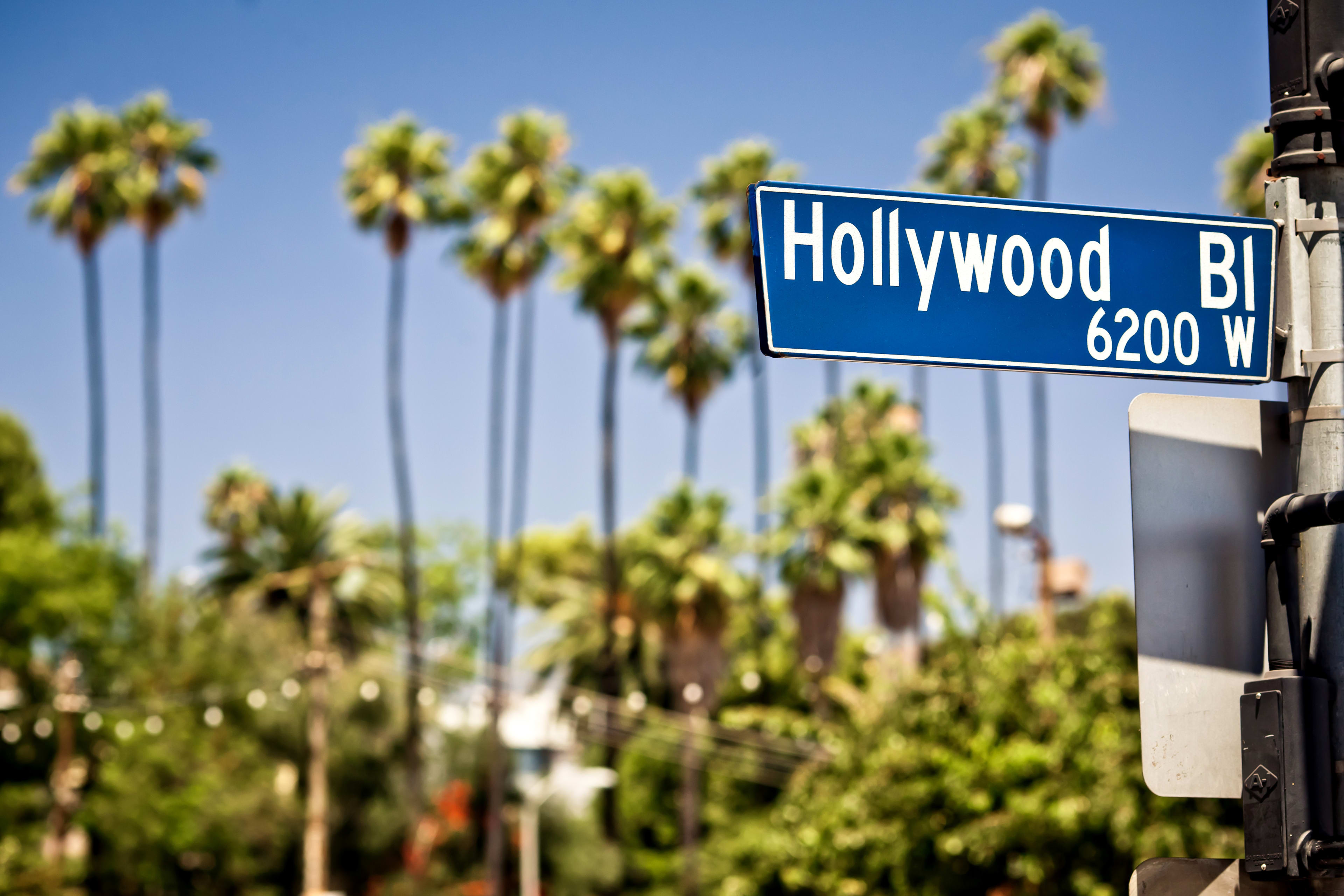 Paseo de la Fama, Hollywood Boulevard, Los Ángeles. Los Ángeles en febrero.