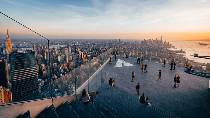 Observatoire The Edge New York, Hudson Yards, sol en verre