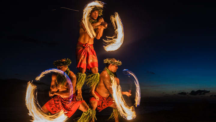 Fire dancers at a traditional Polynesan luau