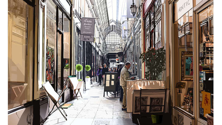 Covered 19th-century shopping arcade in Paris