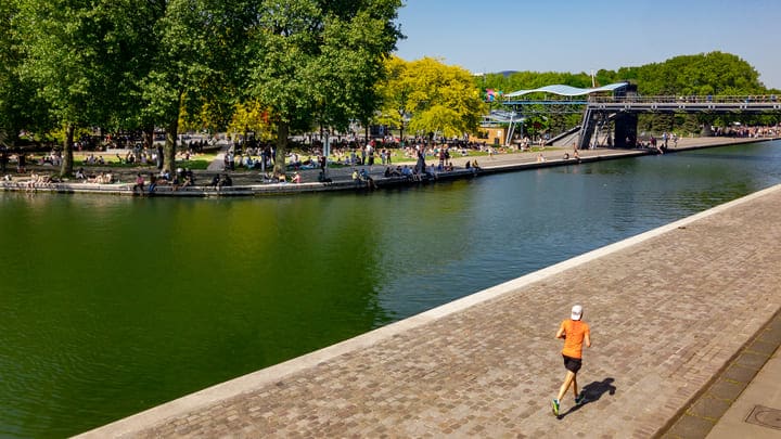 A jogger at Parc de la Villette in Paris