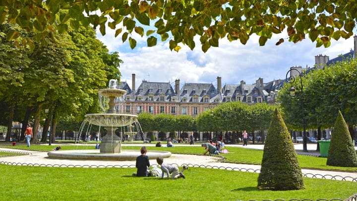 Place des Vosges in Paris's Marais neighborhood