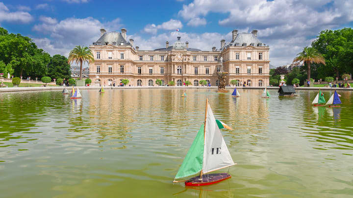 Toy boat on the lake at Luxembourg Gardens, Paris