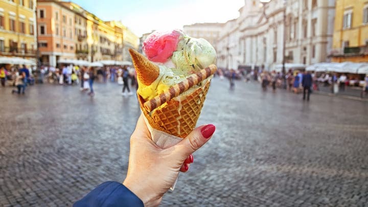 Colorful gelato on Piazza Navona